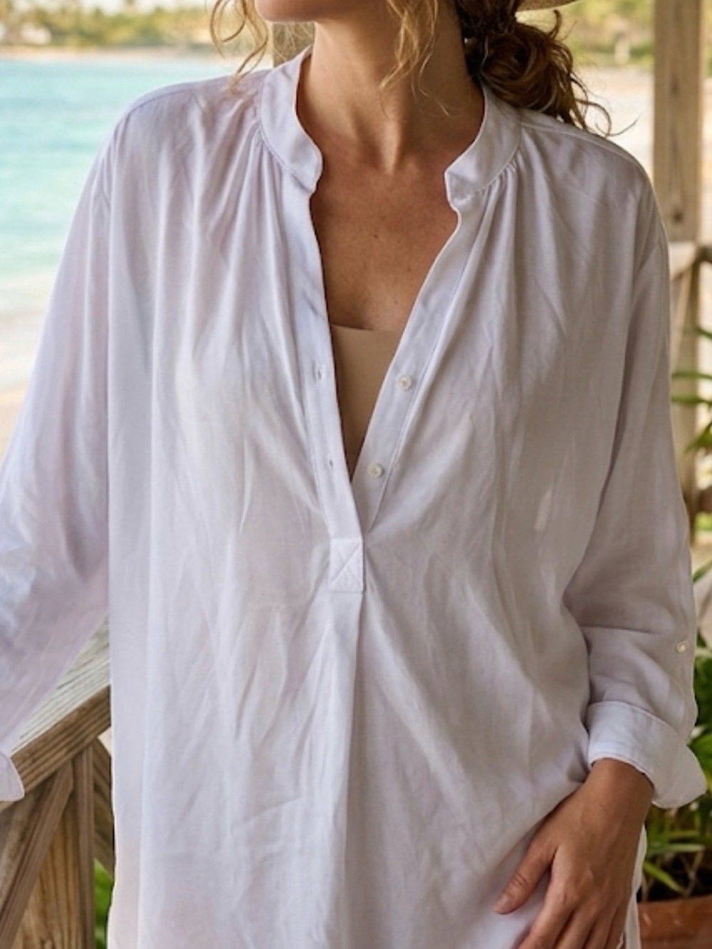 Tommy Bahama White Sheer Blouse / Cover Up Size XS